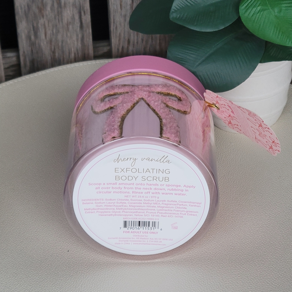 Cherry Vanilla Pink Exfoliating Body Scrub with Bow Design - Picture 7 of 8